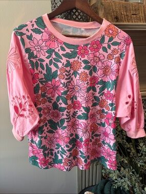 Pink Floral Women's Blouse